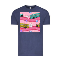 Vintage Denim easter school bus seamless pattern Vintage Tee - BundleAndBundleShop
