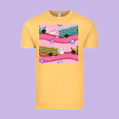 Easter School Bus Seamless Pattern Vintage Tee Designed By Bundleandbundleshop