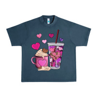 Midnight Navy valentines day heart coffe Urban Heavy Tee - AdoDesignShop