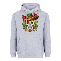 Heather Grey sombrero skull Heavyweight Hoodie - BarkalooDesign