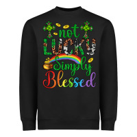 Black Western St. Patrick's Day Cross Not Lucky Simply Blessed Heavyweight Sweatshirt - Artiststas