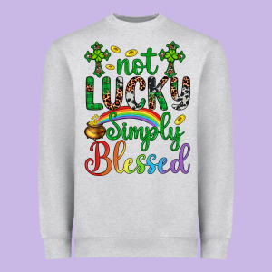 Western St. Patrick's Day Cross Not Lucky Simply Blessed Heavyweight Sweatshirt Designed By Artiststas