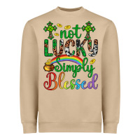 Mushroom Western St. Patrick's Day Cross Not Lucky Simply Blessed Heavyweight Sweatshirt - Artiststas