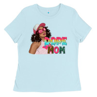 Baby Blue pink sunglasses afro black girl dope mom Ladies Tee - texasbilliewilder