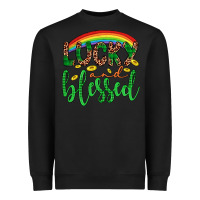 Black Western St. Patrick's Rainbow Lucky And Blessed Heavyweight Sweatshirt - Artiststas
