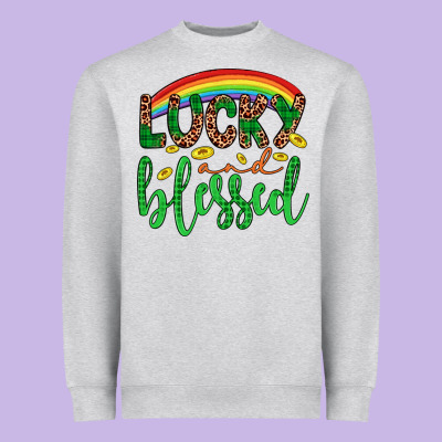 Western St. Patrick's Rainbow Lucky And Blessed Heavyweight Sweatshirt Designed By Artiststas