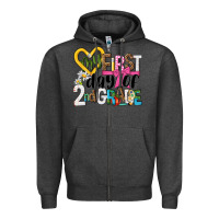 Charcoal Heather my first day of 2nd grade Zipper Hoodie - NancyCooperArtShop