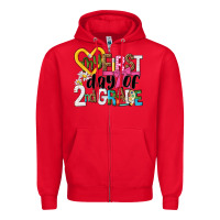 Red my first day of 2nd grade Zipper Hoodie - NancyCooperArtShop