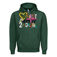 Sports Green my first day of 2nd grade Zipper Hoodie - NancyCooperArtShop