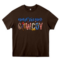 Chocolate Brown American cowboy Heavy Core Tee - Zillion Design Studio