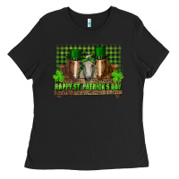 Black happy st. patrick's day horses with leprechaun hat and bandana Ladies Tee - RanaPortraitStore