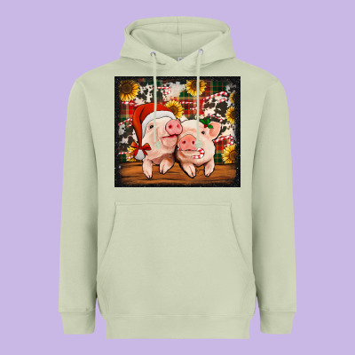Christmas Pigs Tumbler Heavyweight Hoodie Designed By Jasminsmagicworld