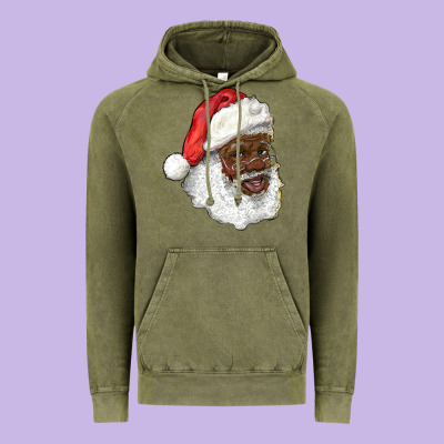 African American Santa Vintage Hoodie Designed By Ranaportraitstore