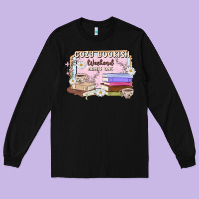 Cozy Bookish Weekend Ticket Long Sleeve Tee Designed By Maliassmallbusiness