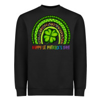 Black Happy St. Patrick's Day Shamrock Rainbow Heavyweight Sweatshirt - Artiststas