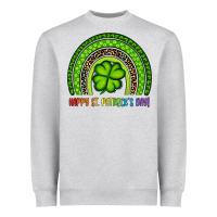 Heather Grey Happy St. Patrick's Day Shamrock Rainbow Heavyweight Sweatshirt - Artiststas
