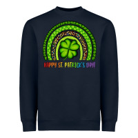 Navy Happy St. Patrick's Day Shamrock Rainbow Heavyweight Sweatshirt - Artiststas