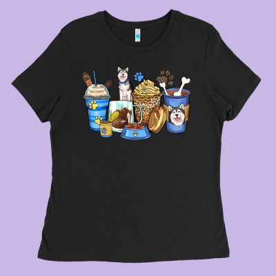 Siberian Husky Coffee Cups Ladies Tee Designed By Zillion Design Studio