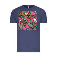 Vintage Denim Medicines And Pills Seamless Pattern Vintage Tee - BundleAndBundleShop
