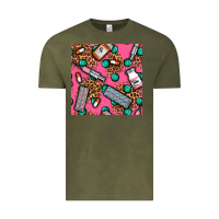 Vintage Olive Medicines And Pills Seamless Pattern Vintage Tee - BundleAndBundleShop