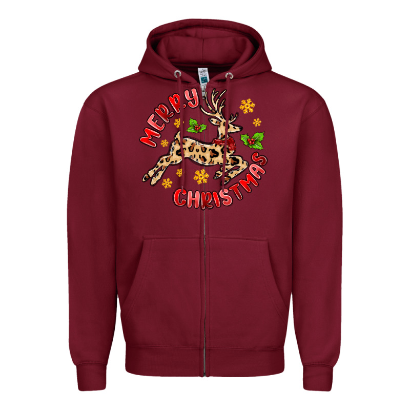 Merry Christmas Deer Zipper Hoodie by MaliasSmallBusiness | Teevron