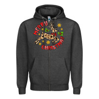 Charcoal Heather merry christmas deer Zipper Hoodie - MaliasSmallBusiness