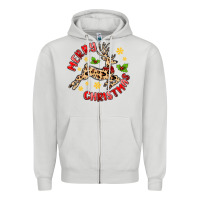 Dove Grey merry christmas deer Zipper Hoodie - MaliasSmallBusiness