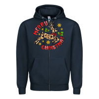 Navy merry christmas deer Zipper Hoodie - MaliasSmallBusiness