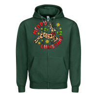 Sports Green merry christmas deer Zipper Hoodie - MaliasSmallBusiness
