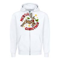 White merry christmas deer Zipper Hoodie - MaliasSmallBusiness