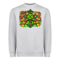 Western Shamrock Cross Leopard Background Heavyweight Sweatshirt | Teevron