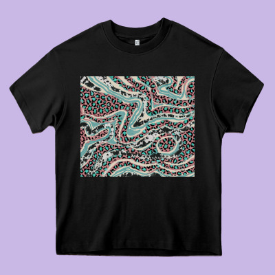 Pink And Turquoise Cowhide And Leopard Heavy Core Tee Designed By Ranaportraitstore