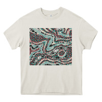 Cream pink and turquoise cowhide and leopard Heavy Core Tee - RanaPortraitStore