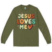 Army Green jesus loves me Long Sleeve Tee - MaliasSmallBusiness