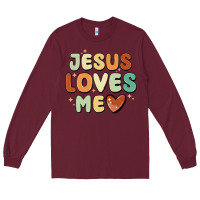 Burgundy jesus loves me Long Sleeve Tee - MaliasSmallBusiness