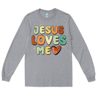 Heather Grey jesus loves me Long Sleeve Tee - MaliasSmallBusiness