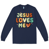 Navy jesus loves me Long Sleeve Tee - MaliasSmallBusiness