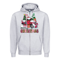 Heather Grey pink merry christmas Zipper Hoodie - MaliasSmallBusiness