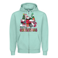 Seafoam pink merry christmas Zipper Hoodie - MaliasSmallBusiness