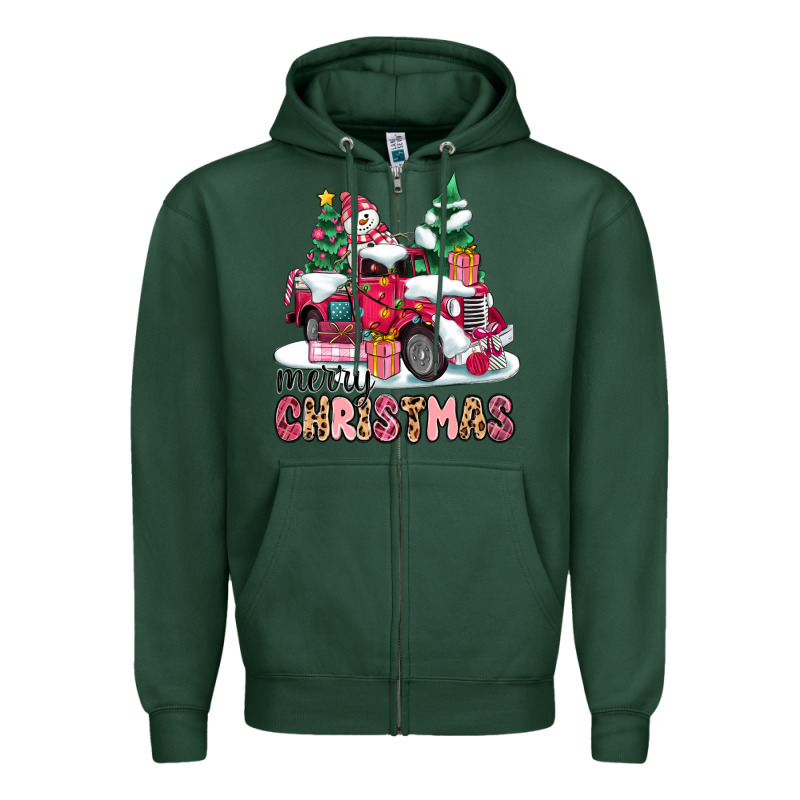 Pink Merry Christmas Zipper Hoodie by MaliasSmallBusiness | Teevron