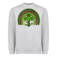 Heather Grey Western Shamrock Cross Rainbow Heavyweight Sweatshirt - Artiststas