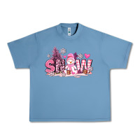 Pebble Blue pink snowman and snow Urban Heavy Tee - AdoDesignShop