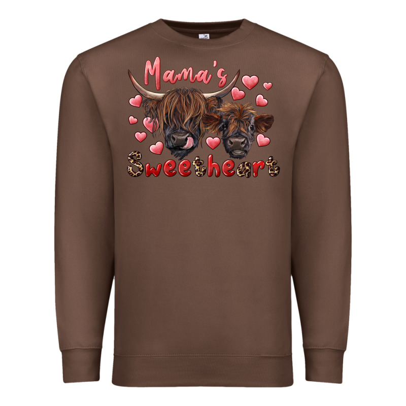 Mama's Sweetheart Highland Cow And Calf Premium Sweatshirt by RanaPortraitStore | Teevron