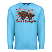 Ocean Blue mama's sweetheart highland cow and calf Premium Sweatshirt - RanaPortraitStore