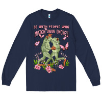 Navy be with people who match your energy Long Sleeve Tee - MaliasSmallBusiness