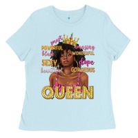 Baby Blue queen afro woman Ladies Tee - texasbilliewilder