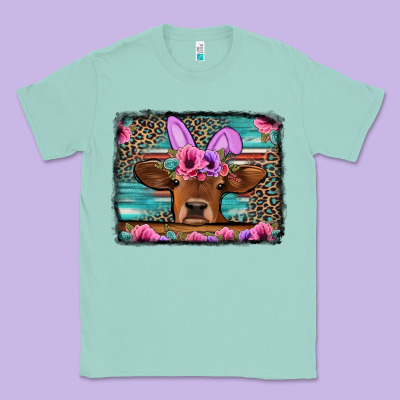 Easter Floral Leopard Cow Classic Tee Designed By Jasminsmagicworld