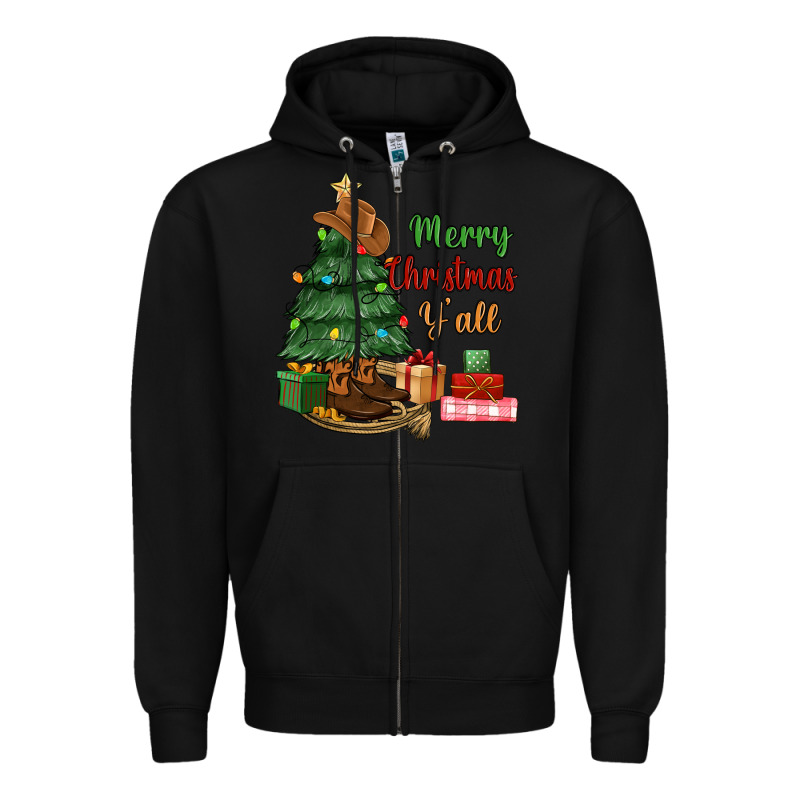 Merry Christmas Y'all Zipper Hoodie by MaliasSmallBusiness | Teevron