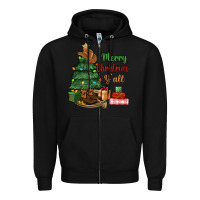 Black merry christmas y'all Zipper Hoodie - MaliasSmallBusiness