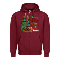Burgundy merry christmas y'all Zipper Hoodie - MaliasSmallBusiness